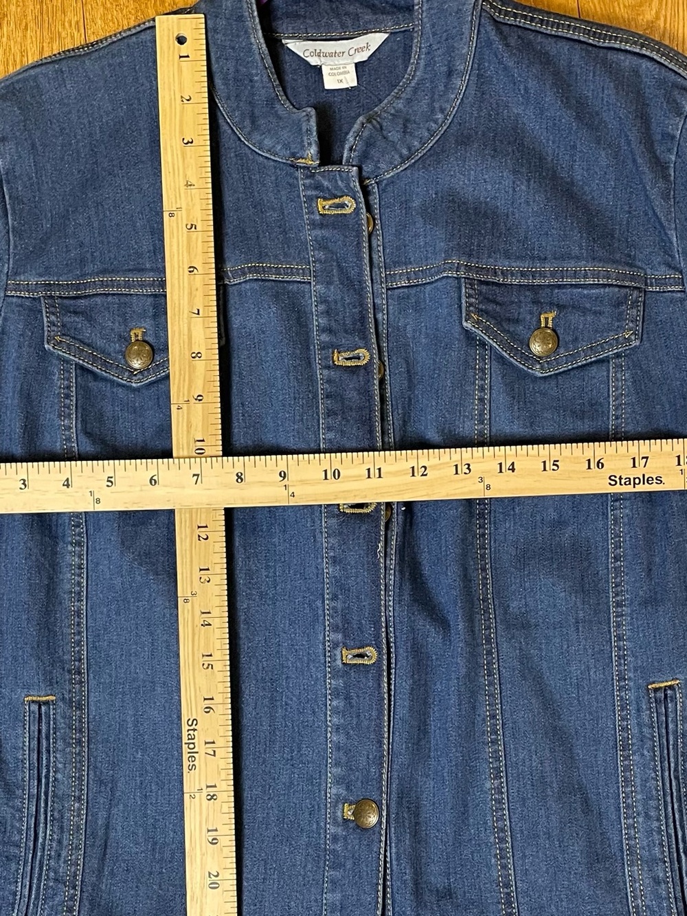 Coldwater Creek,Peblum,Stretch Denim Jacket,Sz 1X Medium Wash,Casual FeminineNWT - Picture 12 of 13